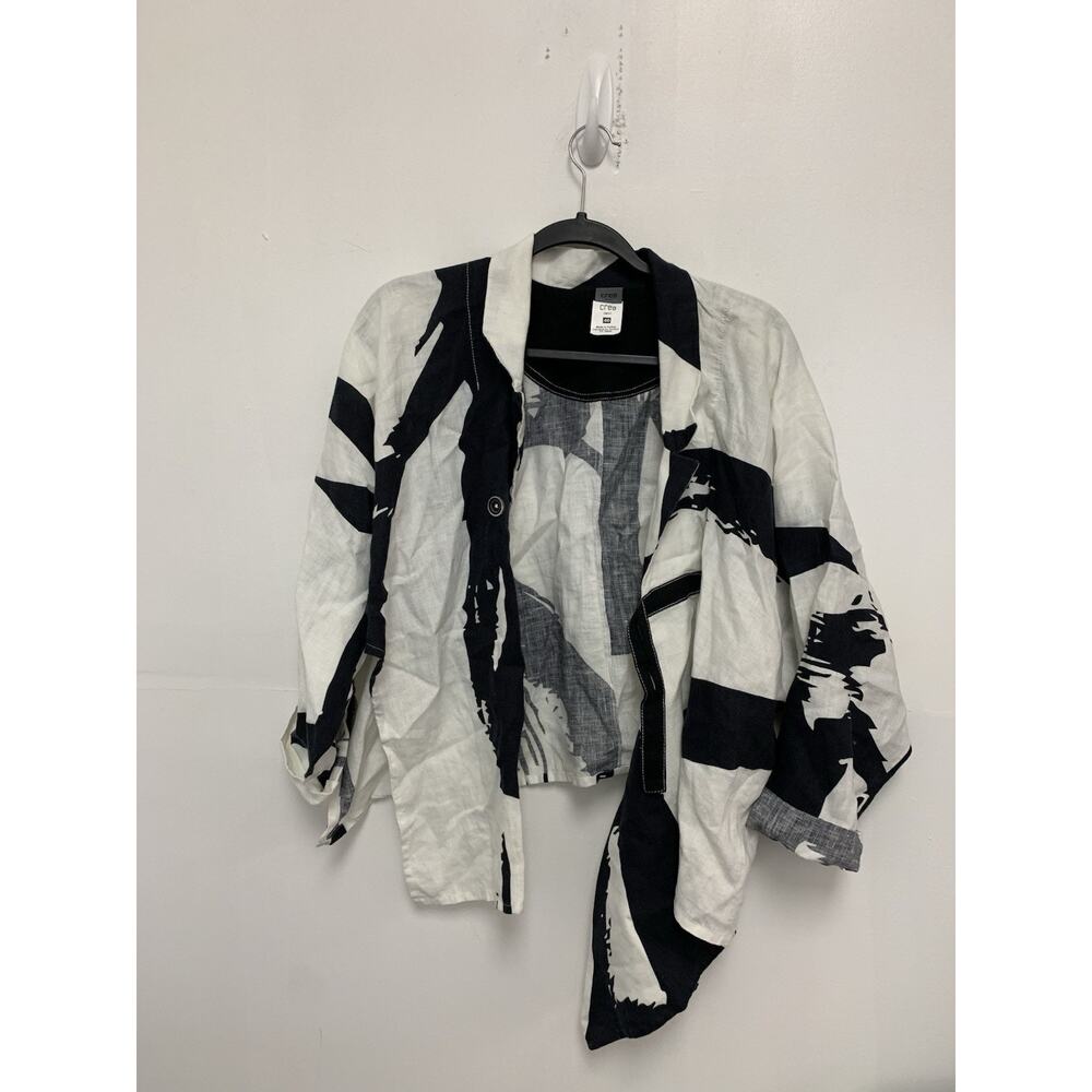 Crea Concept Black White Abstract Jacket Sz 40 US 8 Paris Lagenlook Minimalist